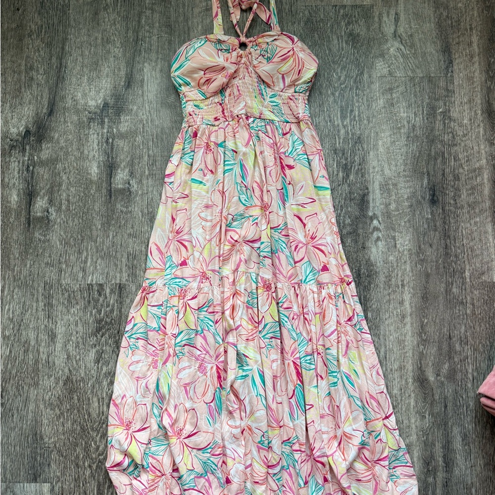 Jessica Simpson Pink and Green Floral Dress